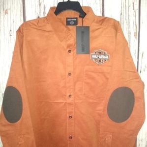 Harley-Davidson Corduroy L/S Woven Shirt Elbow Patches 2XL NWT!